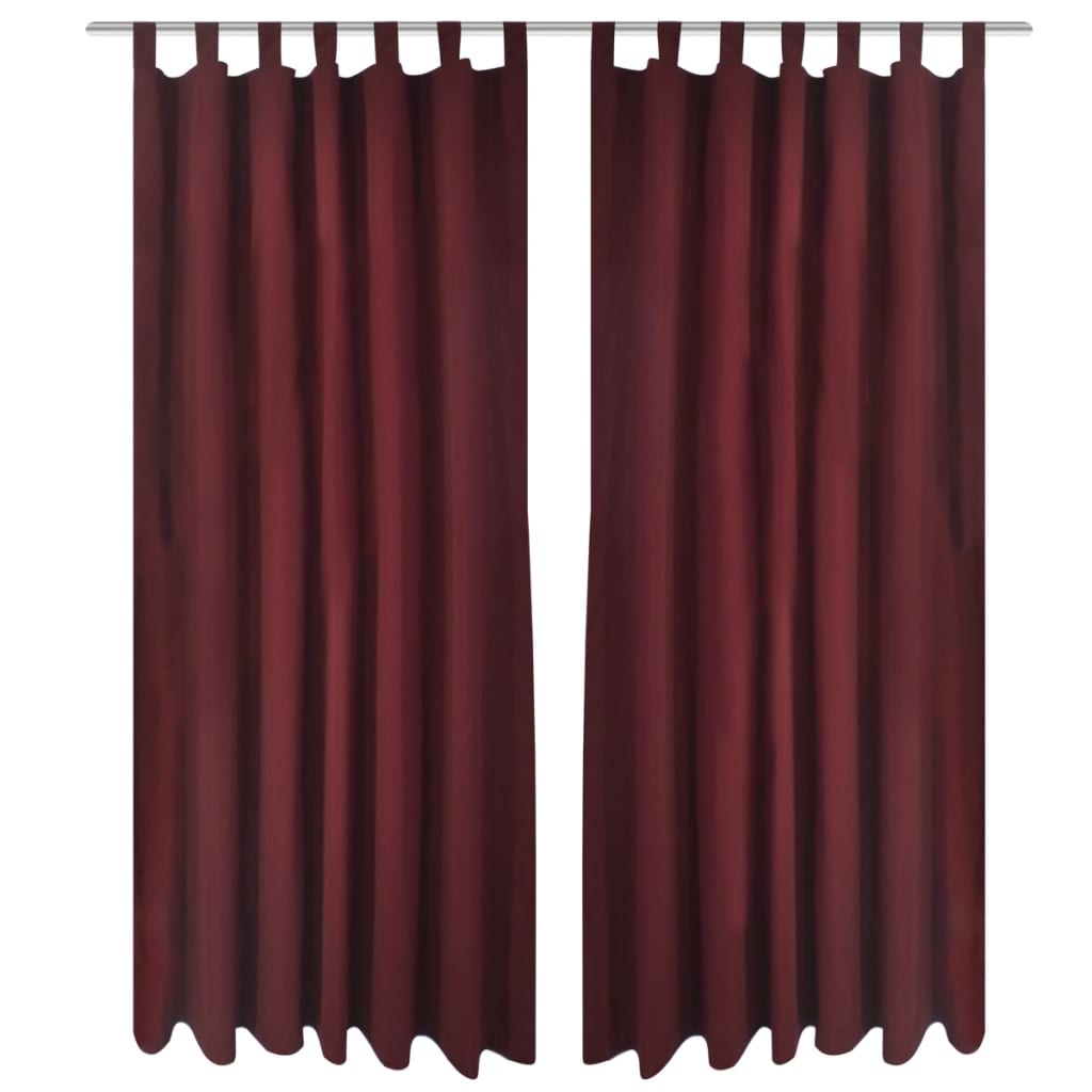 Draperii micro-satin cu bride, 140 x 225 cm, roșu bordo, 2 buc.