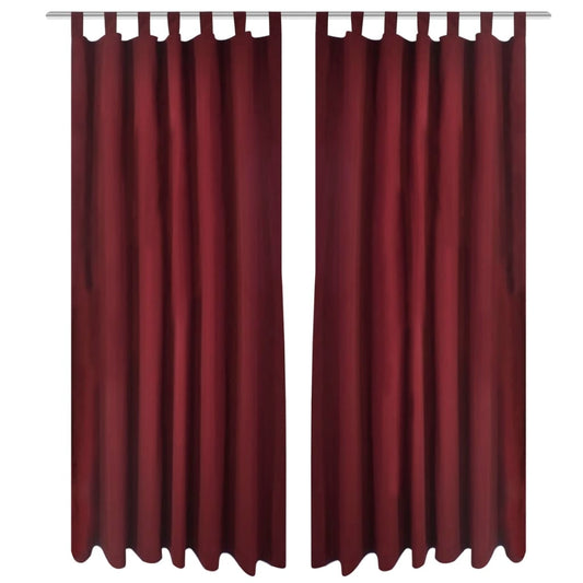 Draperii micro-satin cu bride, 140 x 225 cm, roșu bordo, 2 buc.