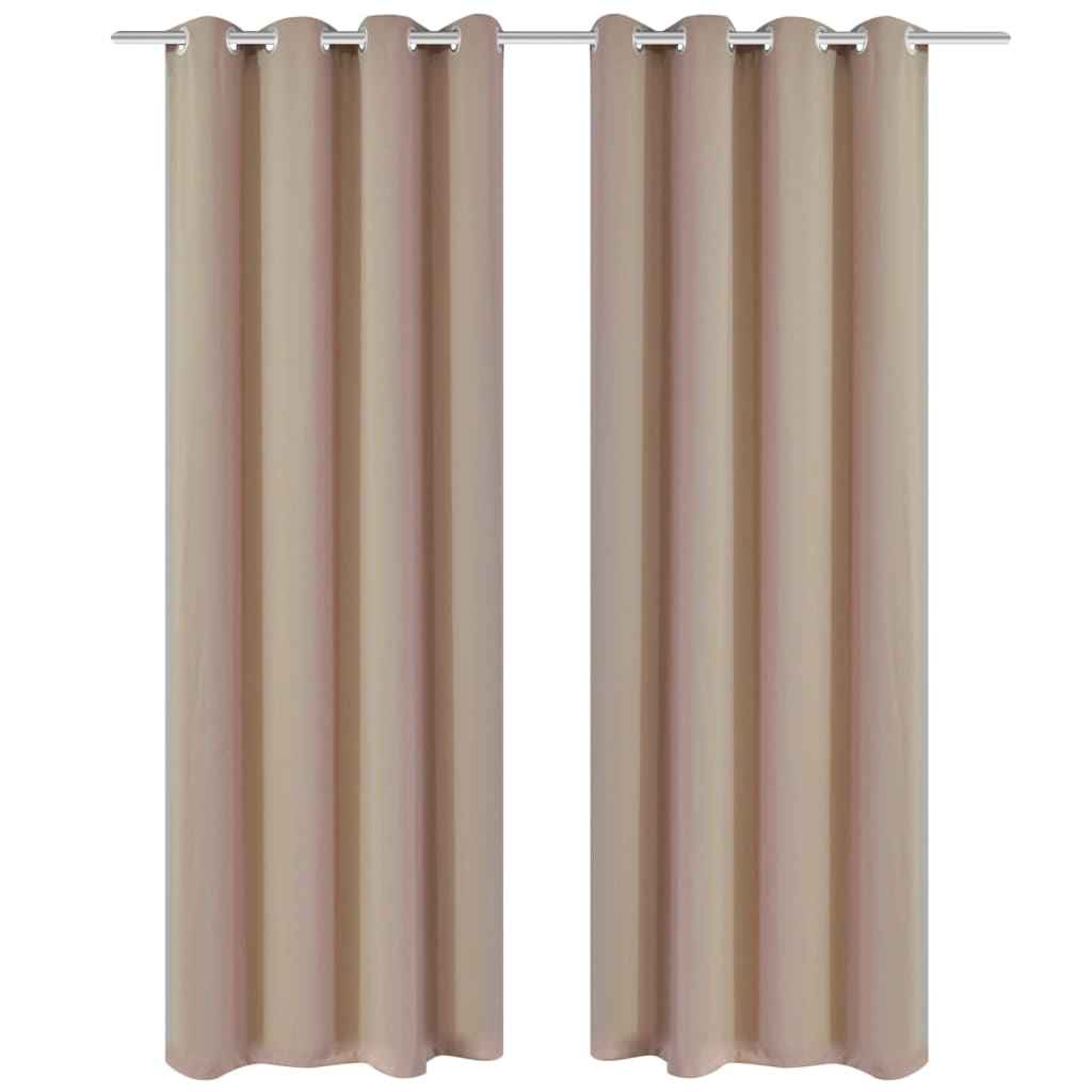 Draperii opace cu inele metalice, 2 buc., crem, 135 x 245 cm