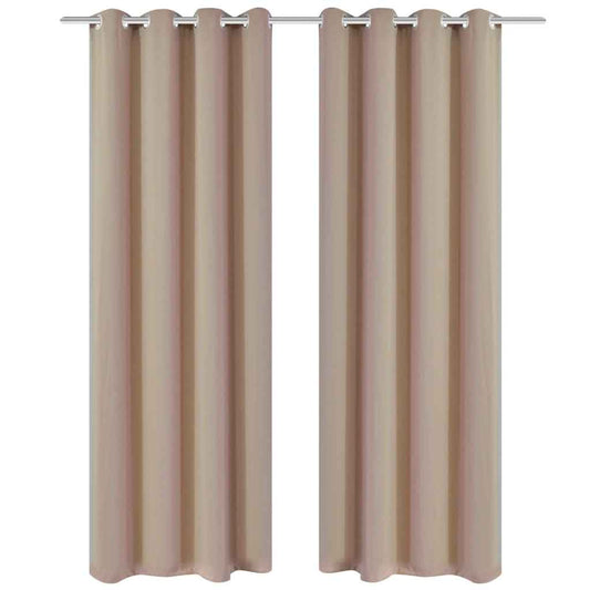 Draperii opace cu inele metalice, 2 buc., crem, 135 x 245 cm