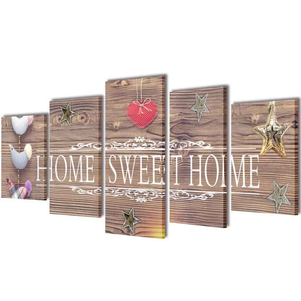 Set tablouri de perete cu imprimeu Home Sweet Home, 200 x 100 cm