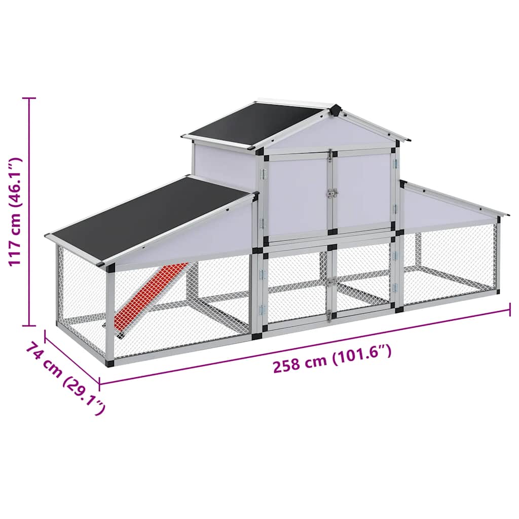 41323 vidaXL Coteț de găini cu zonă de mișcare și repaus aluminiu
