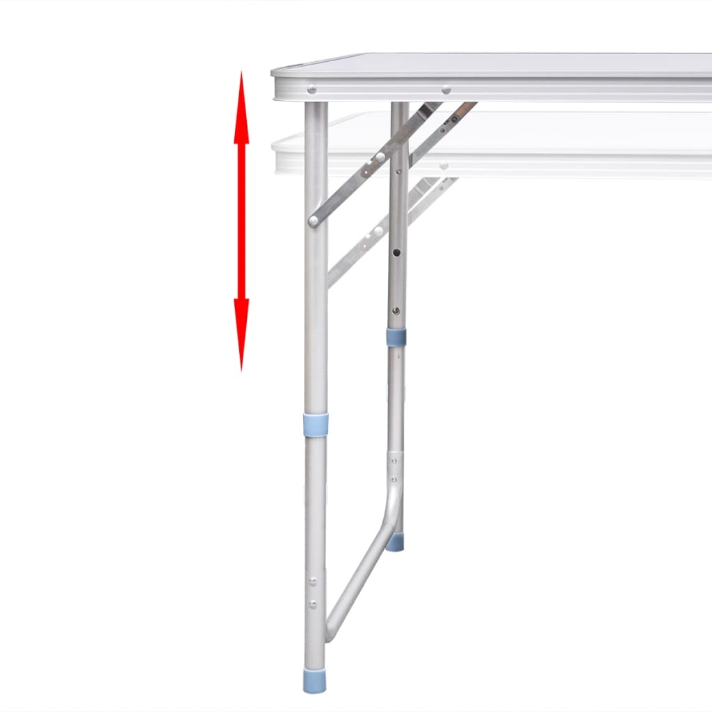 Set masă de camping pliabilă cu 6 scaune, reglabil, 180x60 cm