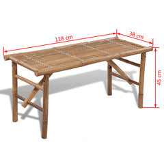 Bancă de grădină pliabilă, 118 cm, bambus