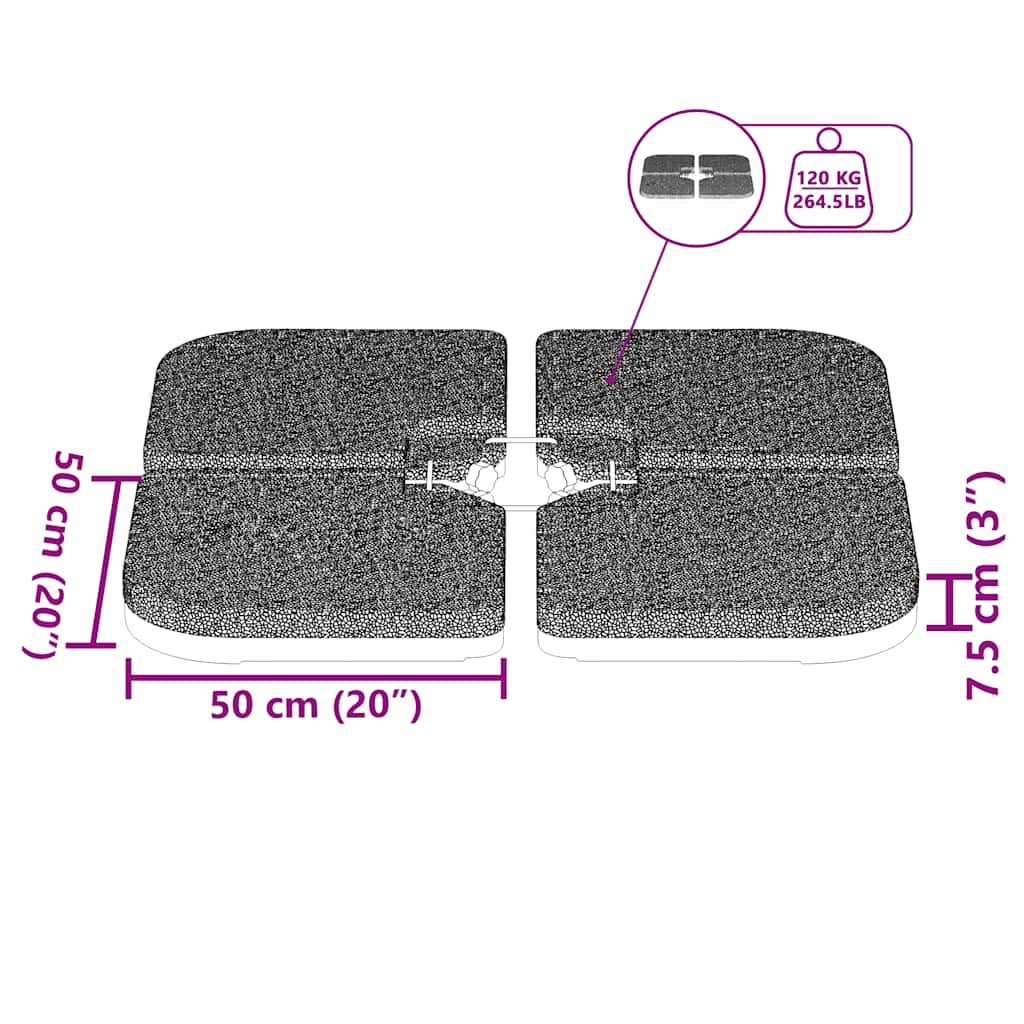 Bază de umbrelă portabilă umplută cu nisip / apă, 60L