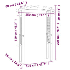 Arcadă cu spalier, 150 x 60 x 210 cm, lemn