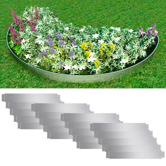 Set gard gazon plăci flexibile 20 buc. 100x14 cm oțel zincat