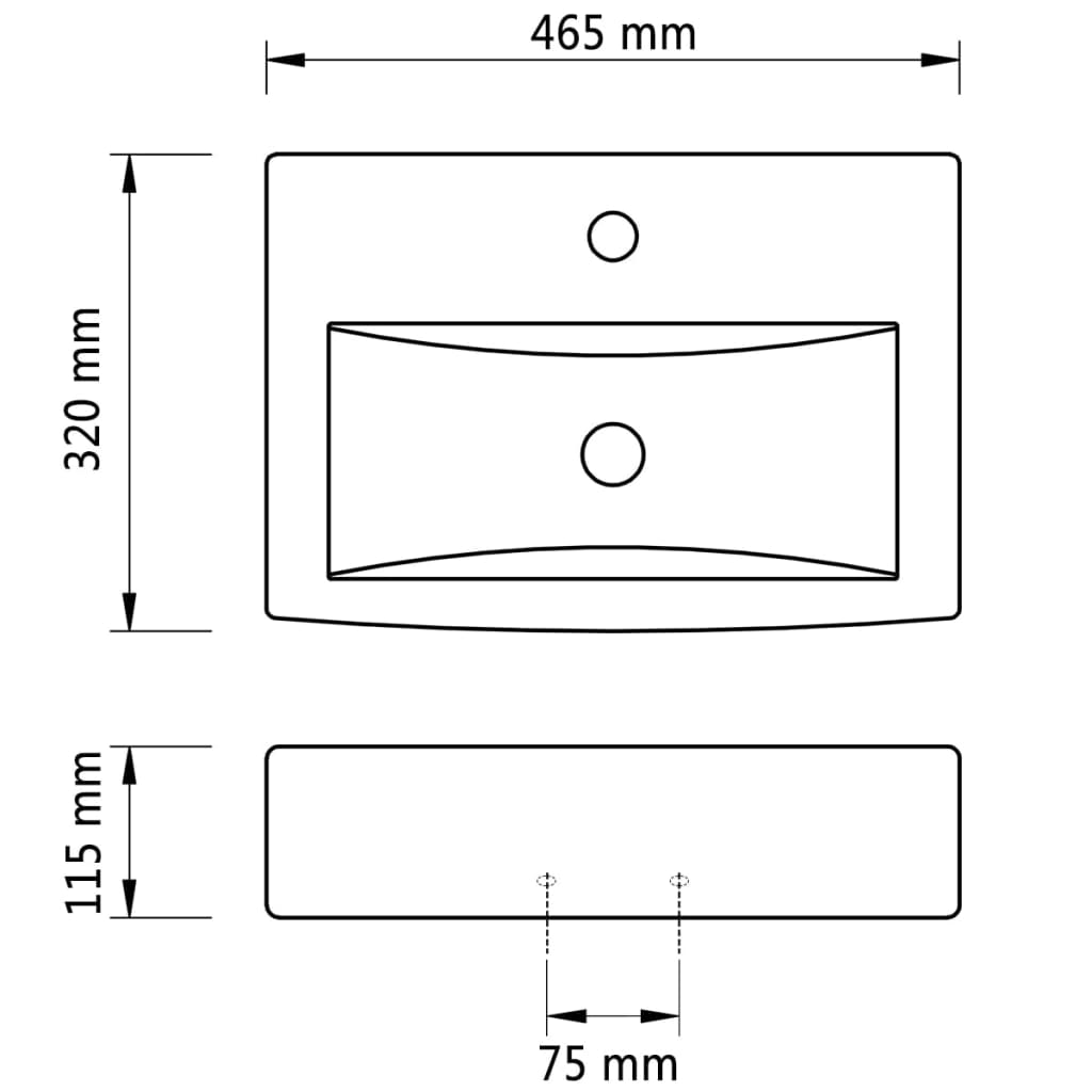 Chiuvetă baie alb ceramică dreptunghiular loc robinet/preaplin