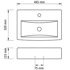 Chiuvetă baie alb ceramică dreptunghiular loc robinet/preaplin