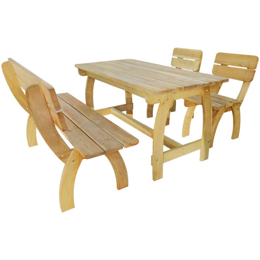 Set mobilier de exterior, 4 piese, lemn de pin tratat