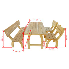 Set mobilier de exterior, 4 piese, lemn de pin tratat