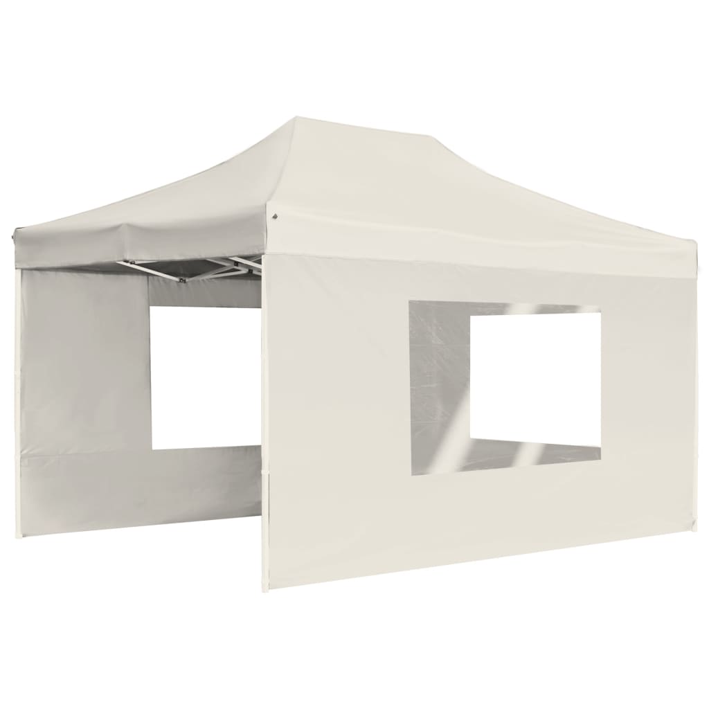 Cort de petrecere pliabil cu pereți, crem, 4,5 x 3 m, aluminiu