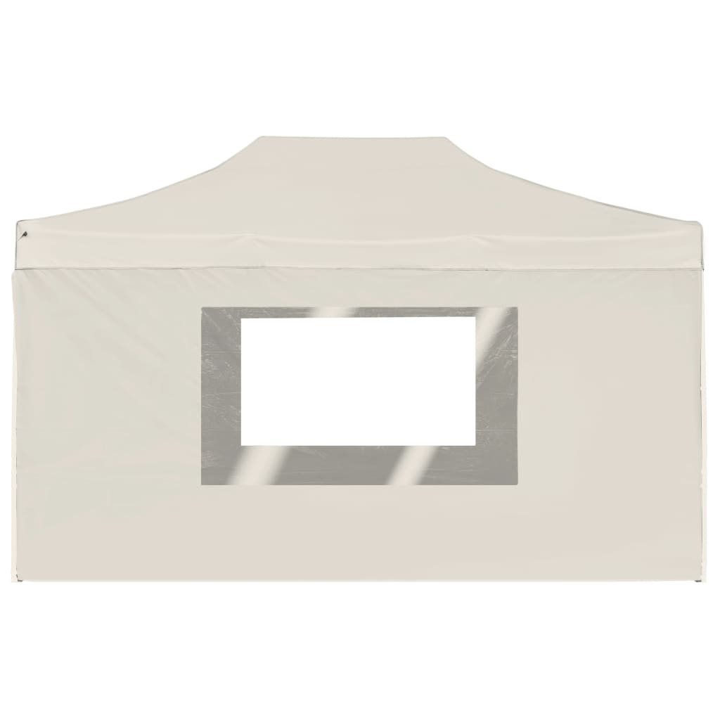 Cort de petrecere pliabil cu pereți, crem, 4,5 x 3 m, aluminiu