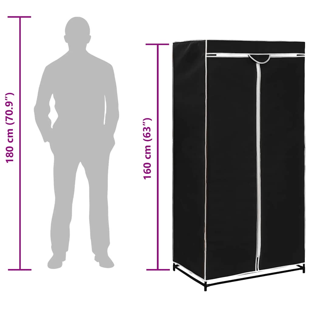 Șifoniere, 2 buc., negru, 75 x 50 x 160 cm