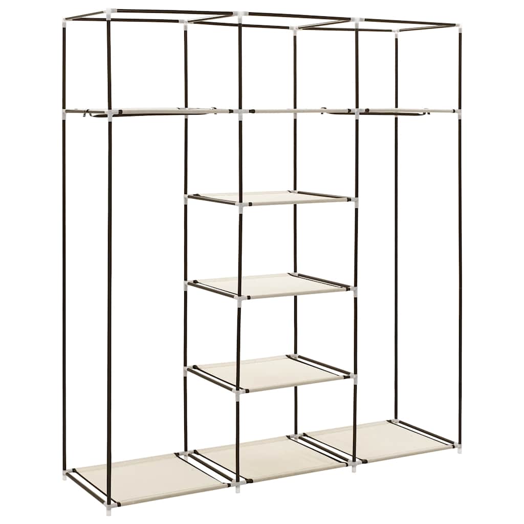 Șifonier cu compartimente și bare, crem, 150x45x175 cm, textil