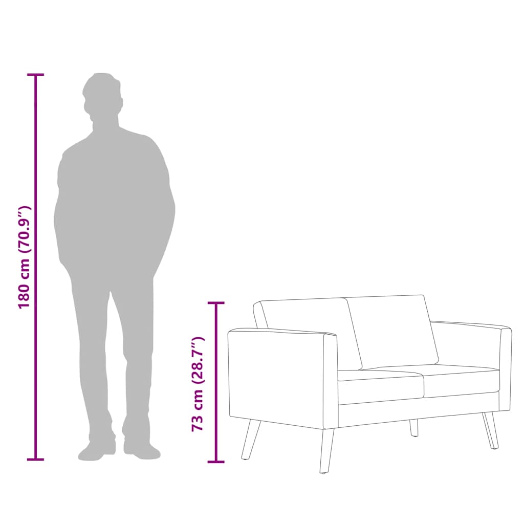 Canapea cu 2 locuri, roșu, material textil