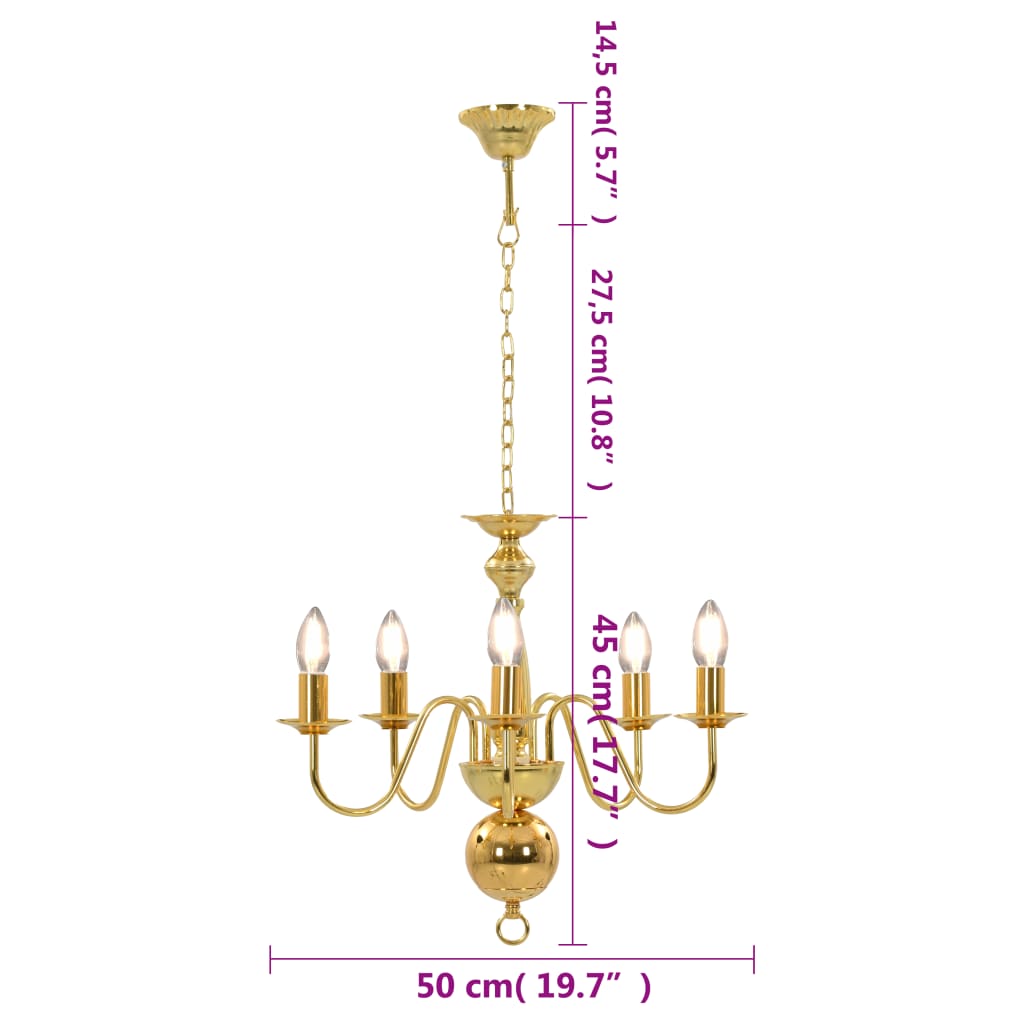 Candelabru, auriu, 5 becuri E14