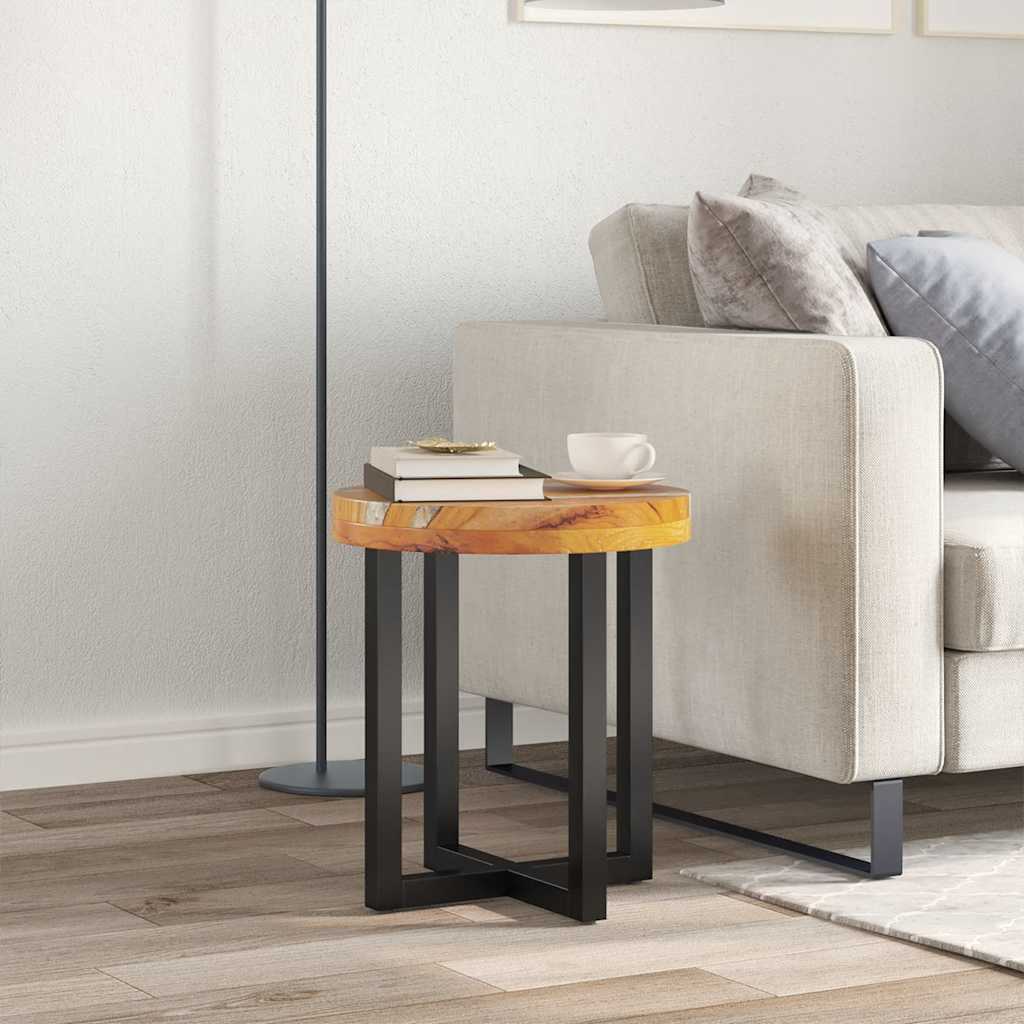 Măsuță de cafea, 40 x 45 cm, lemn masiv de tec și polirășină