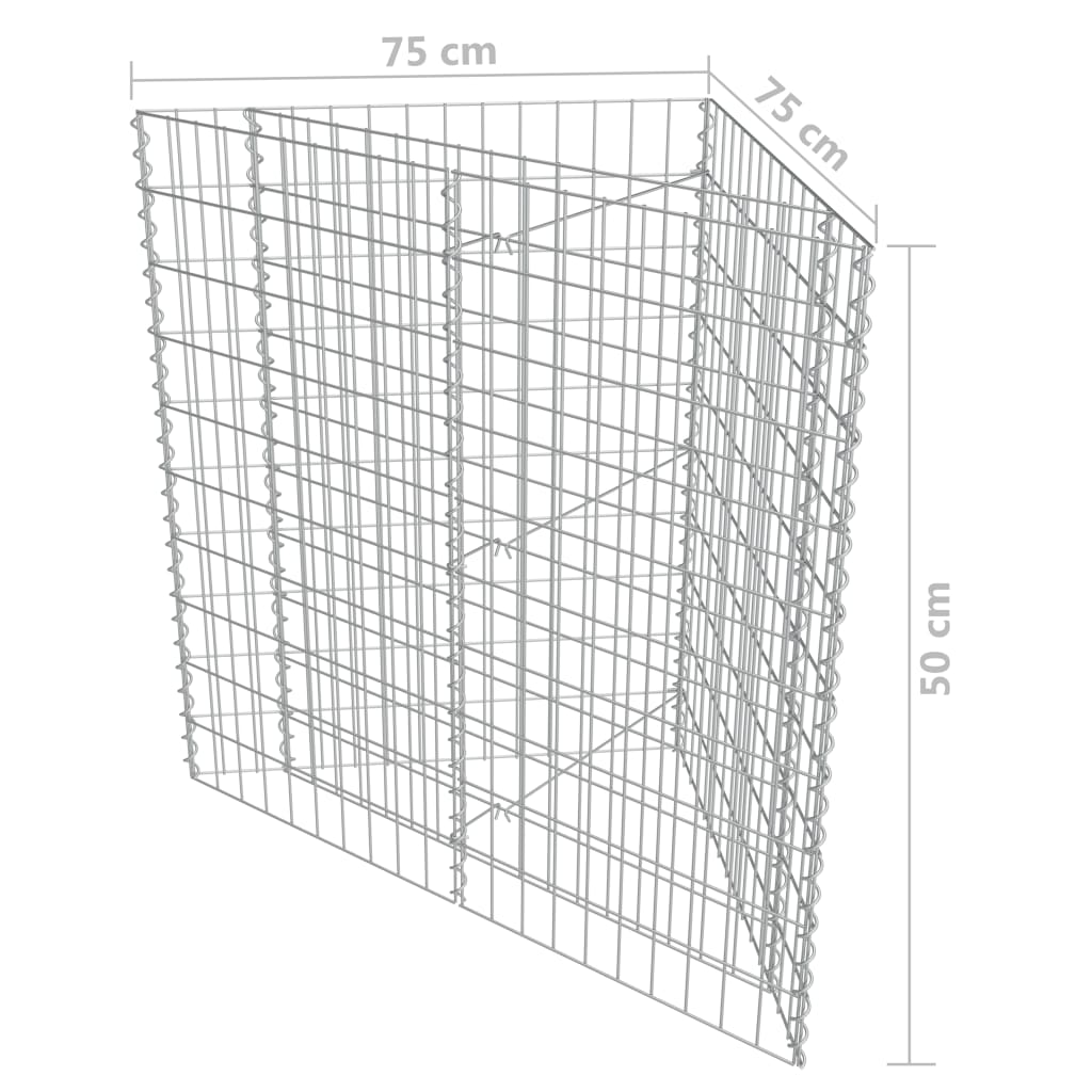 Strat înălțat gabion, 75x75x50 cm, oțel galvanizat