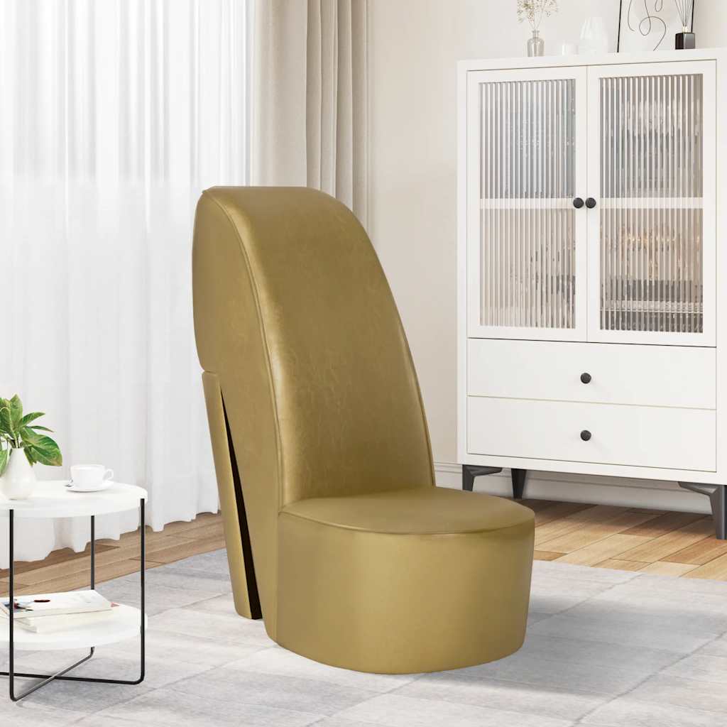 Scaun, design toc înalt, auriu, piele ecologică