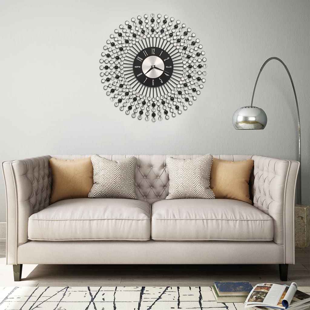 Ceas de perete, negru, 43 cm, metal