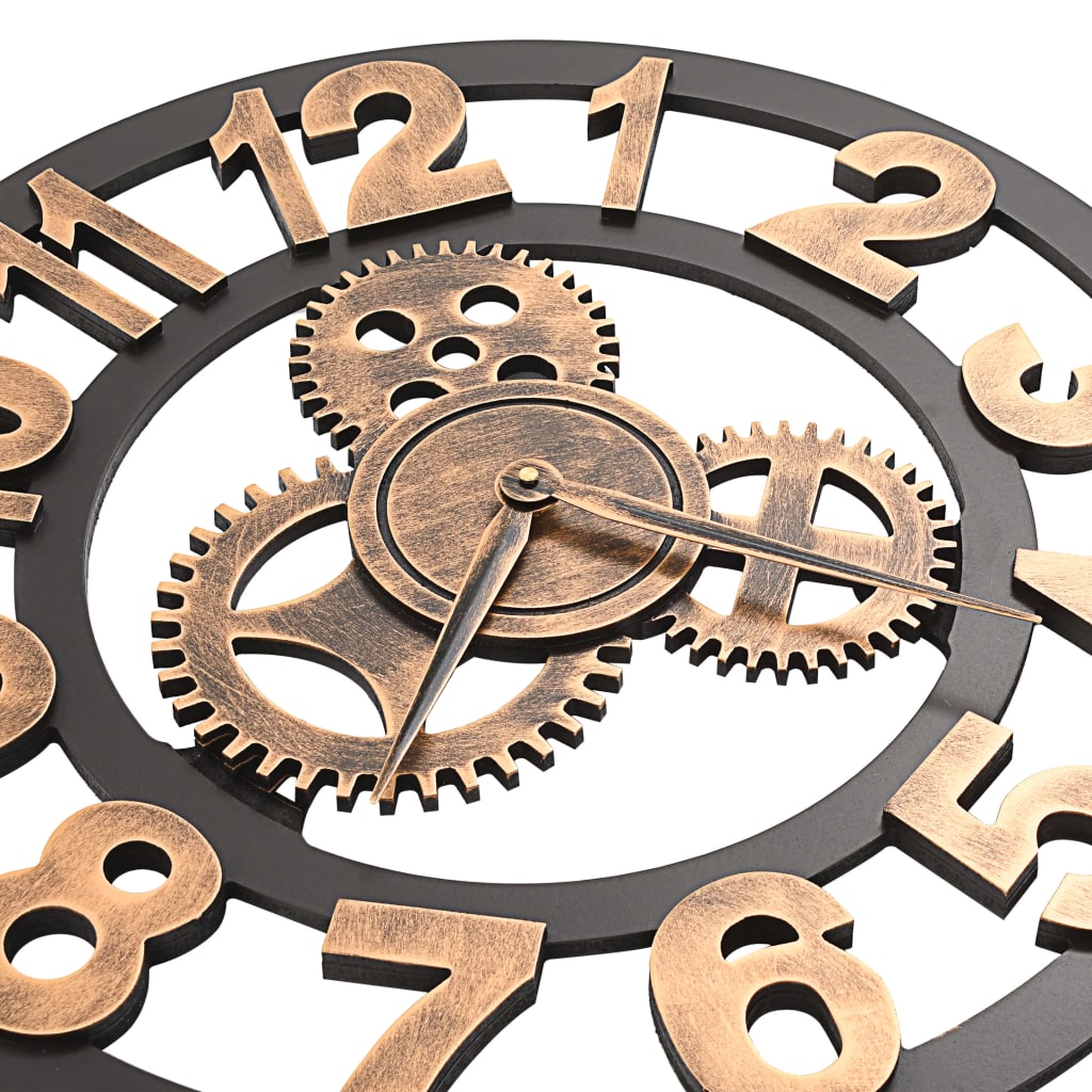 Ceas de perete, auriu și negru, 58 cm, metal