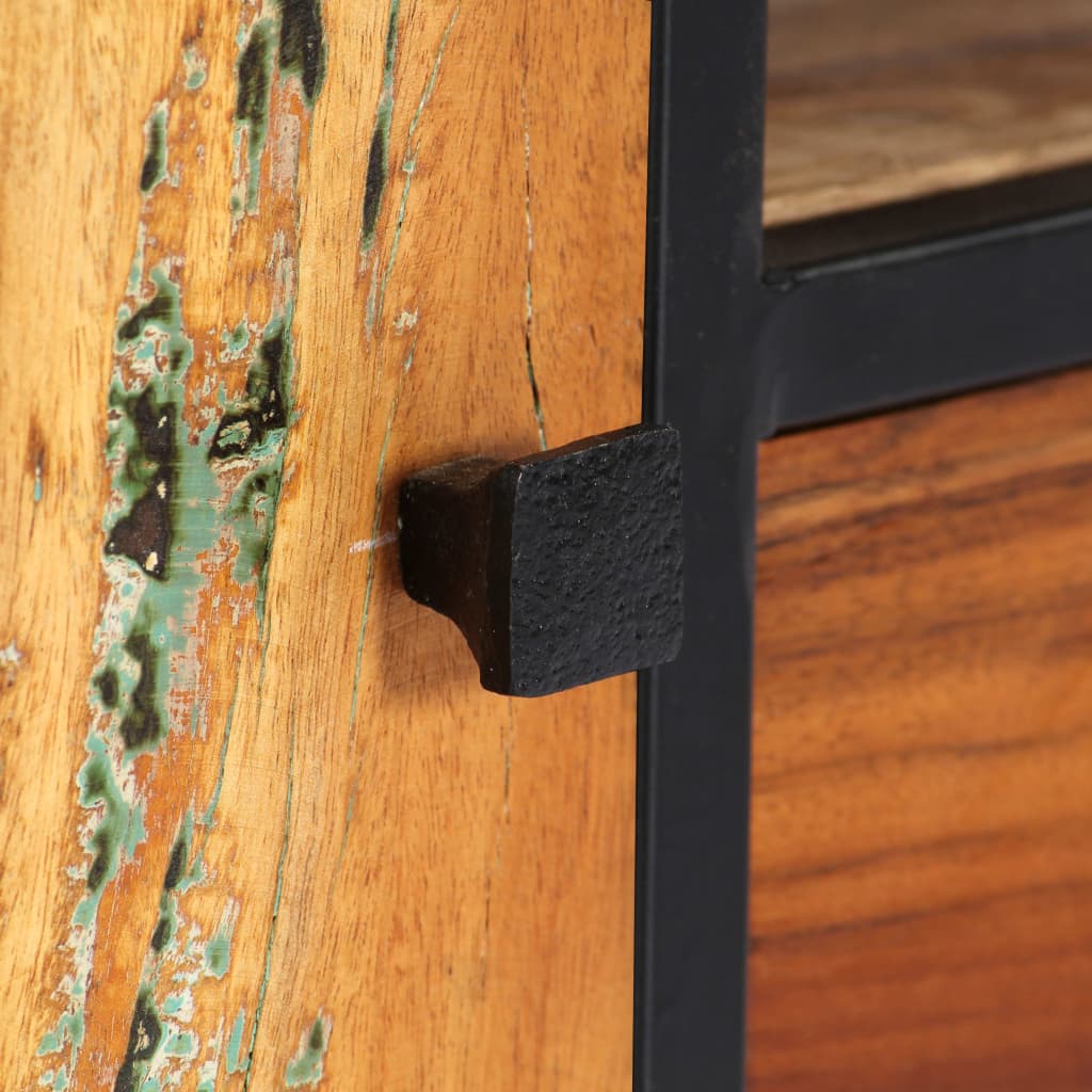 Comodă TV, 120 x 30 x 40 cm, lemn masiv reciclat și oțel