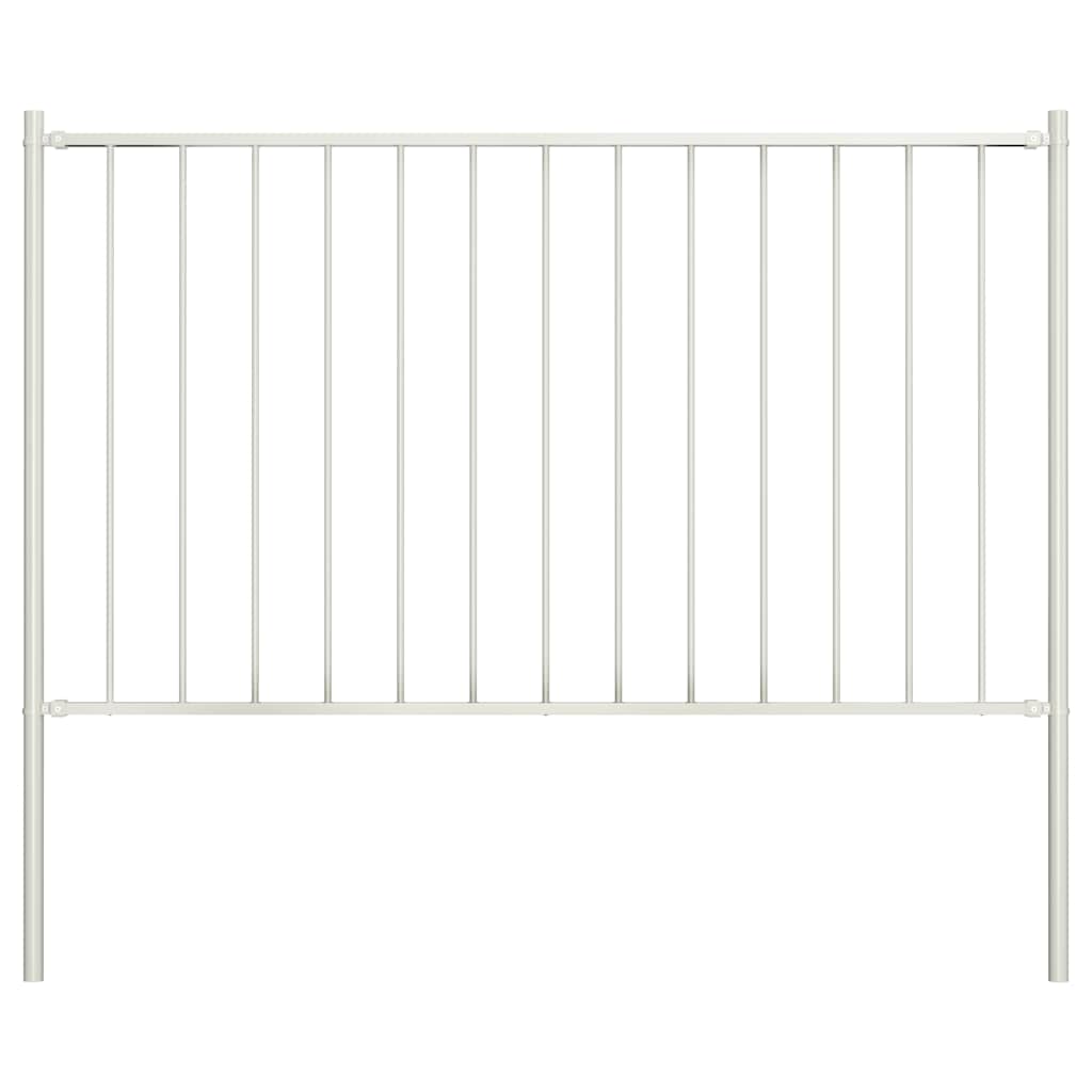 Panou de gard cu stâlpi, oțel vopsit în câmp electrostatic, 1,81x0,75 m, alb
