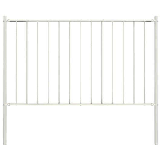 Panou de gard cu stâlpi, oțel vopsit în câmp electrostatic, 1,81x0,75 m, alb
