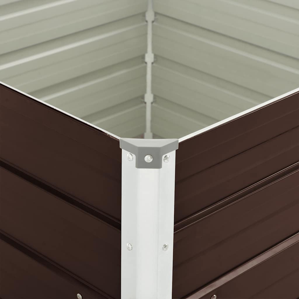 Strat înălțat de grădină, maro, 100x100x77 cm, oțel galvanizat