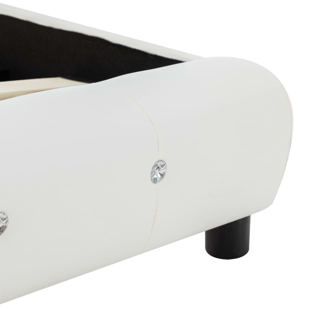 Cadru de pat fără saltea piele artificială albă 135x190 cm