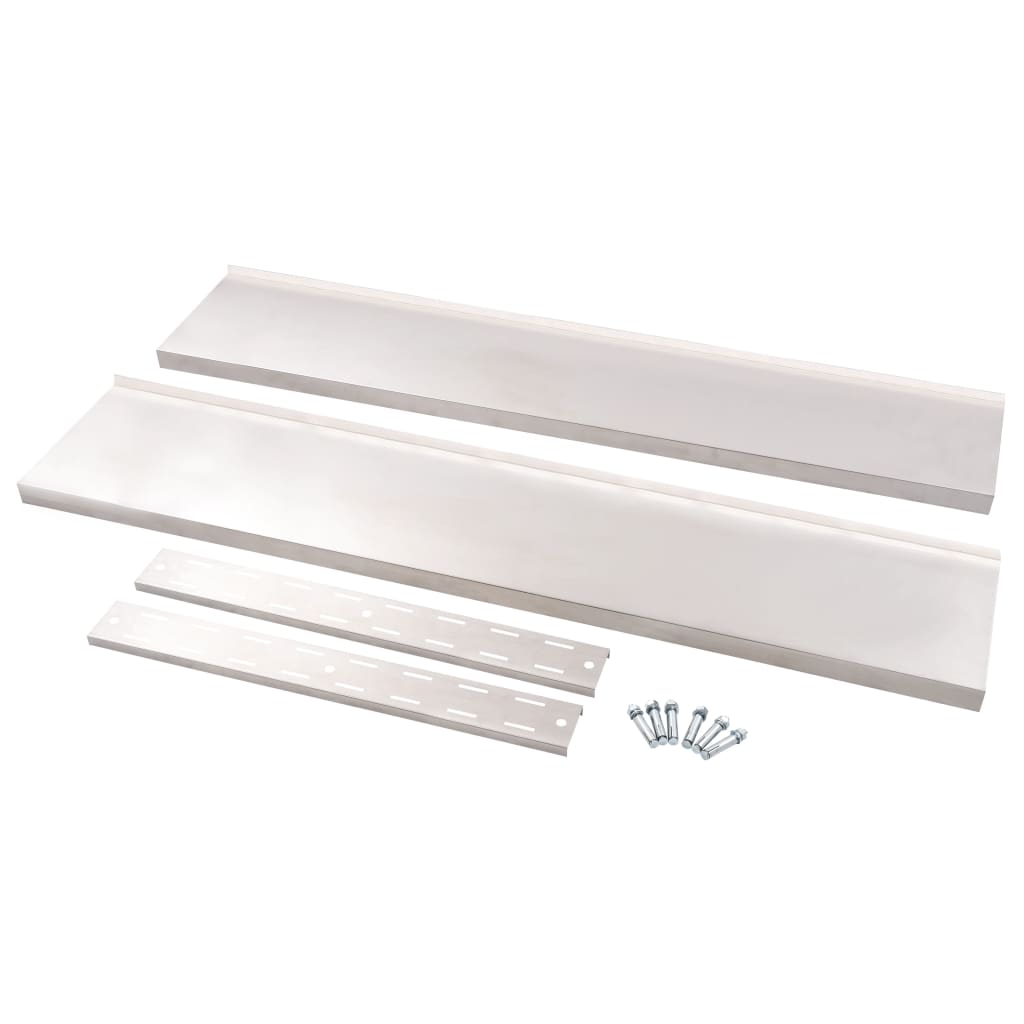 Etajeră de perete cu 2 rafturi, 150 x 30 cm, oțel inoxidabil