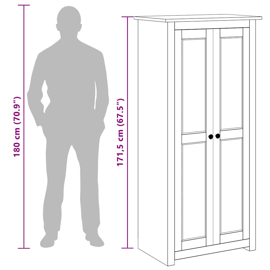 Șifonier, alb, 80 x 50 x 171,5 cm, lemn masiv pin gama Panama