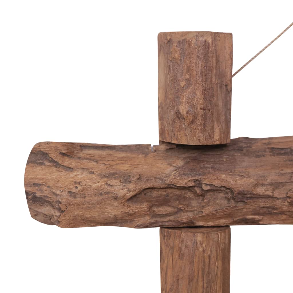 Oglindă din bușteni, natural, 70x70 cm, lemn de tec reciclat