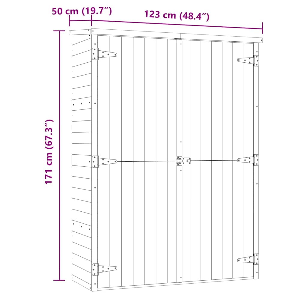 Magazie unelte de grădină, 123x50x171 cm, lemn pin tratat