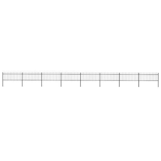 Gard de grădină cu vârf tip suliță din oțel 1426x80 cm, negru