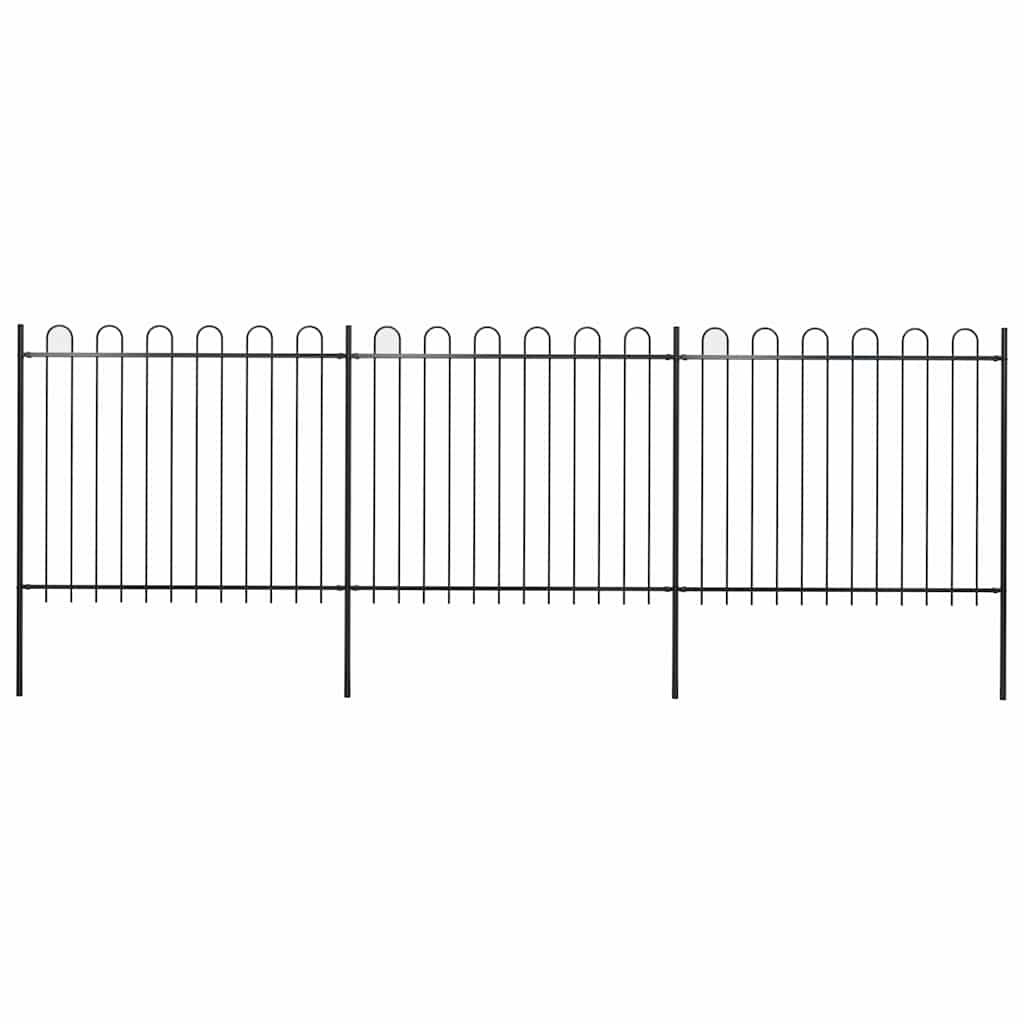 Gard de grădină cu vârf circular, oțel, 537x150 cm, negru