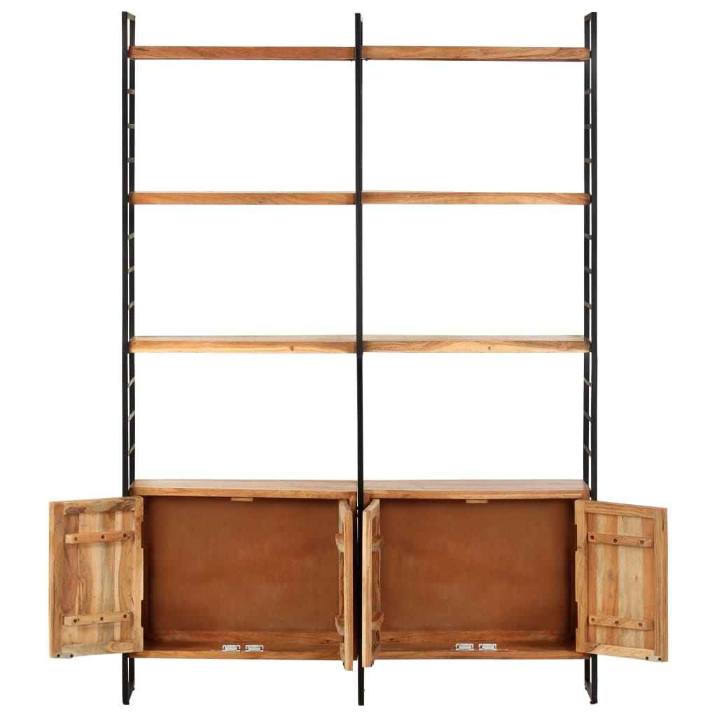 Bibliotecă cu 4 rafturi, 124x30x180 cm, lemn masiv de acacia