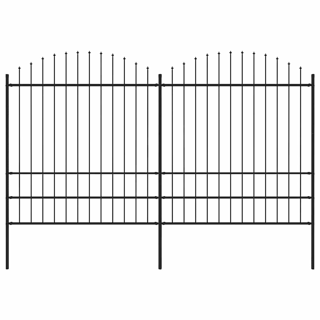 Gard de grădină cu vârf tip suliță din oțel, 359x200 cm, negru