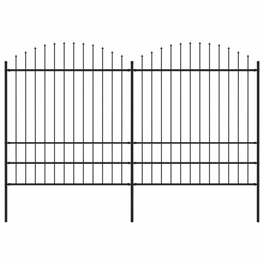 Gard de grădină cu vârf tip suliță din oțel, 359x200 cm, negru