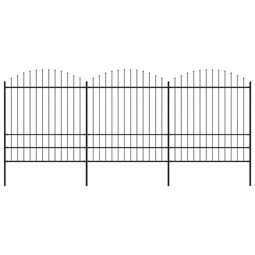 Gard de grădină cu vârf tip suliță din oțel 537x200 cm, negru
