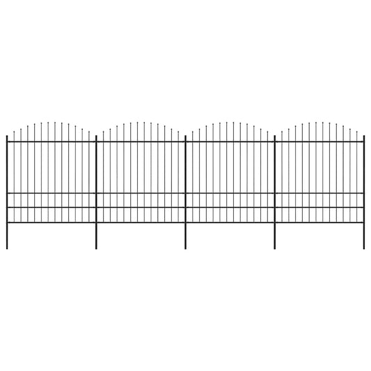 Gard de grădină cu vârf tip suliță din oțel 714,5x200 cm, negru