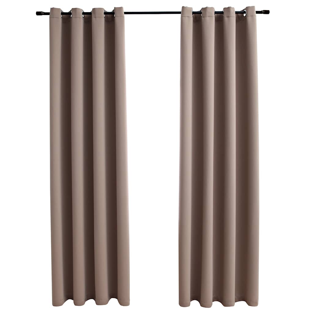 Draperii opace cu inele metalice, 2 buc., gri taupe, 140x245 cm