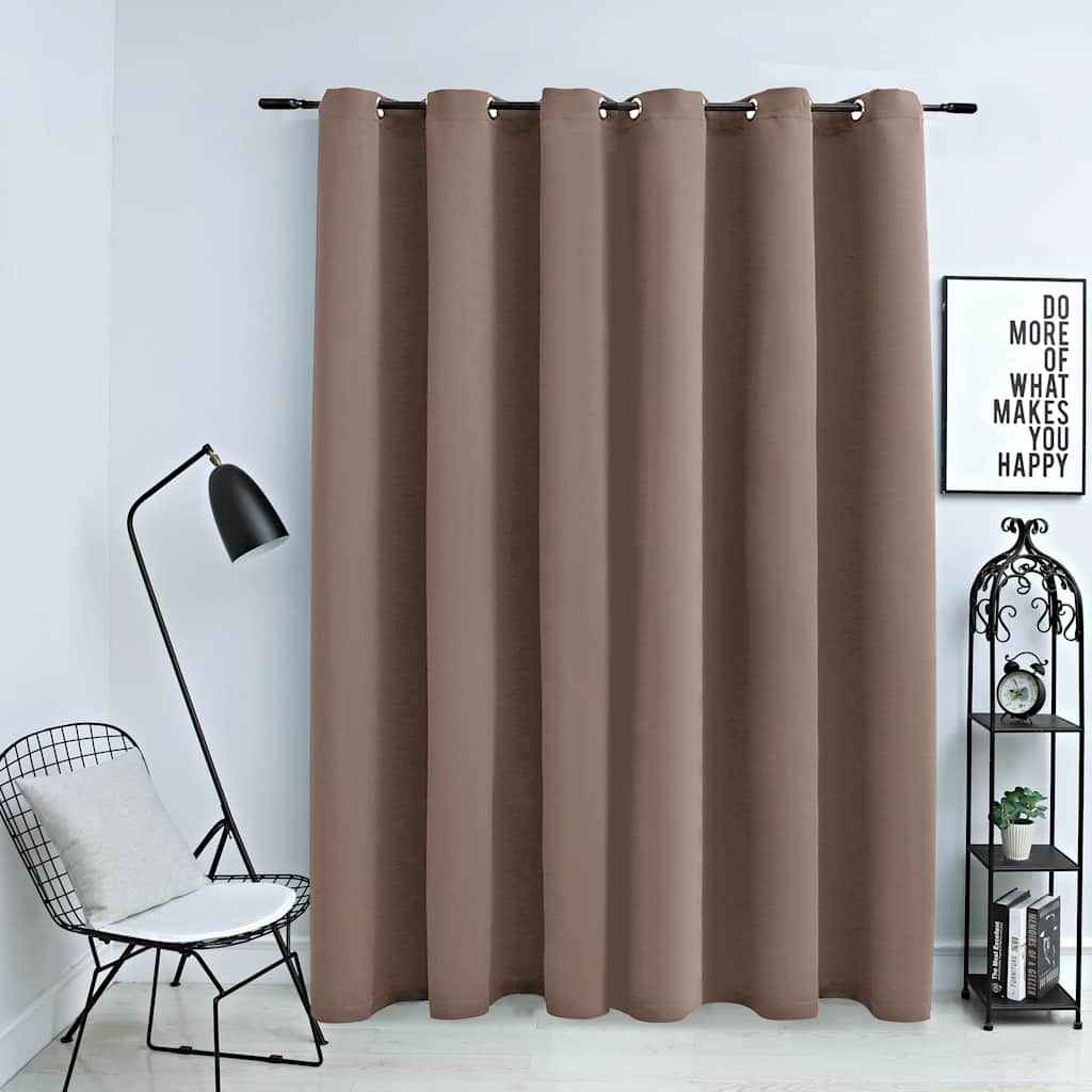 Draperie opacă cu inele metalice, gri taupe, 290 x 245 cm