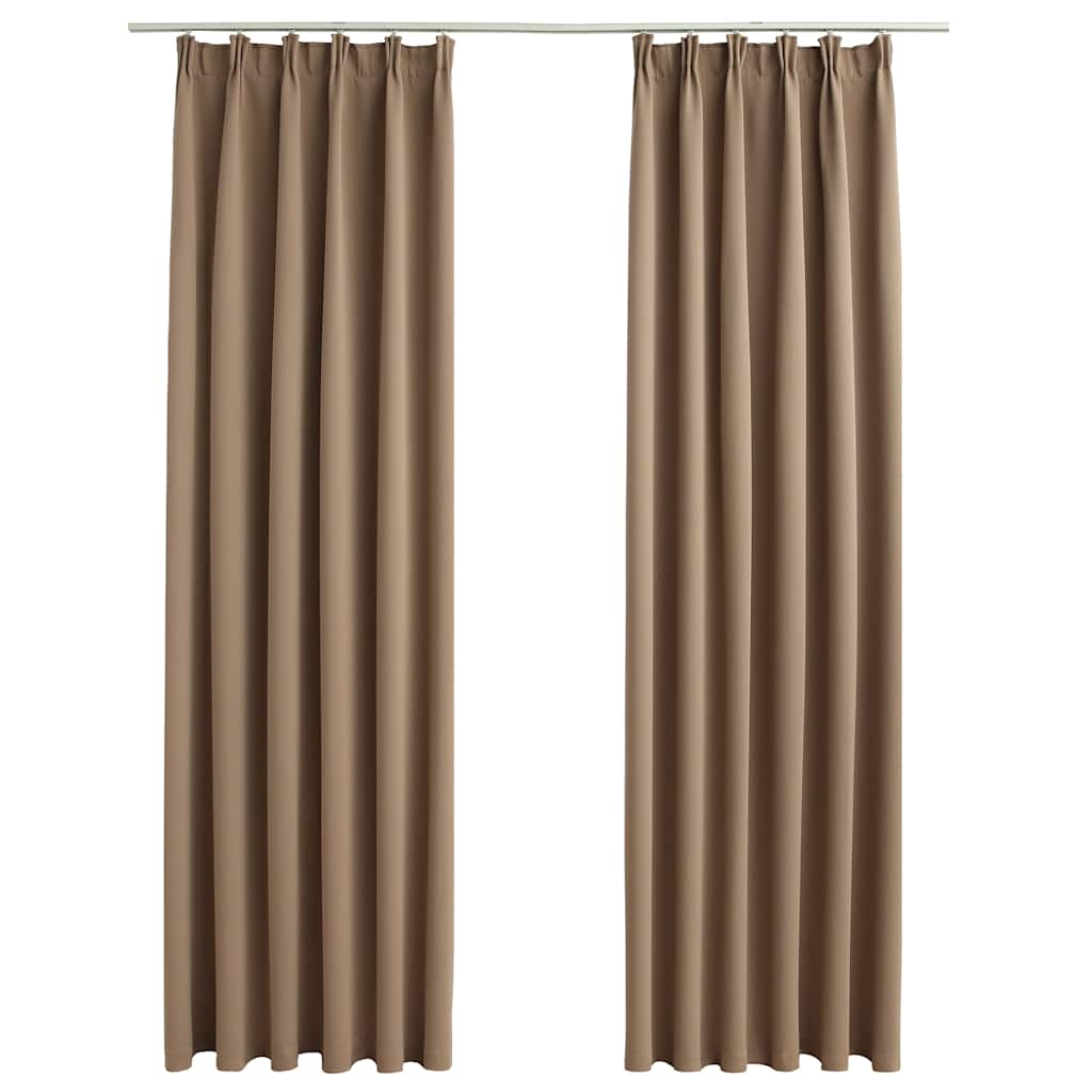Draperii opace, 2 buc., gri taupe, 140 x 245 cm, cu cârlige