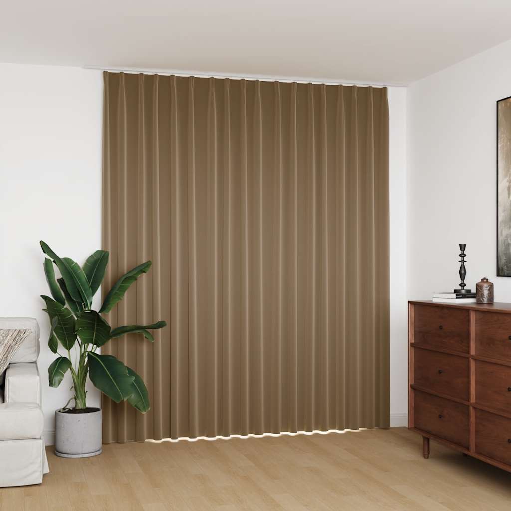 Draperie opacă, gri taupe, 290 x 245 cm, cu cârlige
