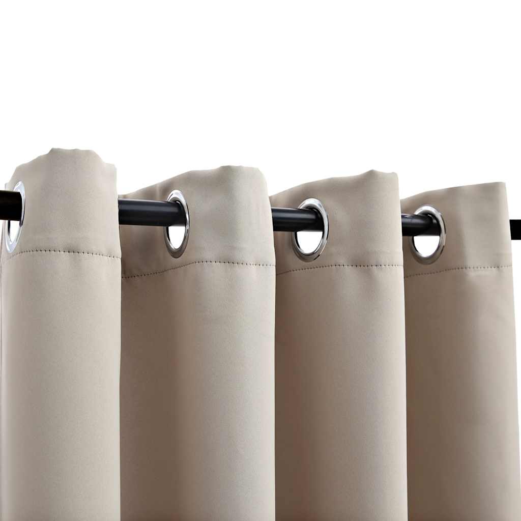 Draperii opace cu inele metalice, 2 buc., bej, 140 x 225 cm