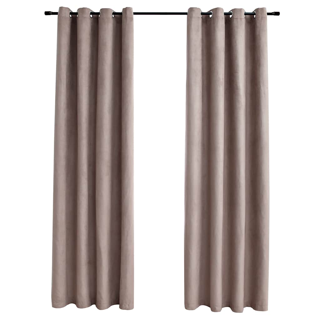 Draperii opace cu inele metalice, 2 buc., gri taupe, 140x245 cm