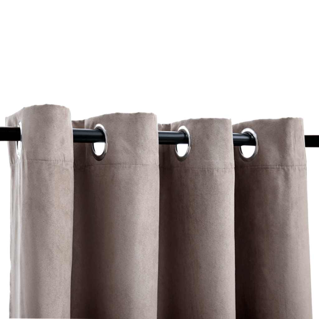Draperii opace cu inele metalice, 2 buc., gri taupe, 140x245 cm