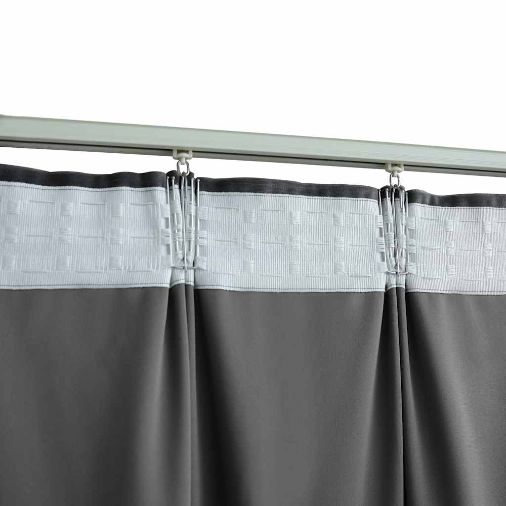 Draperii opace cu cârlige, 2 buc, antracit, 140x225 cm catifea